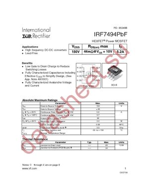 IRF7494PBF datasheet  